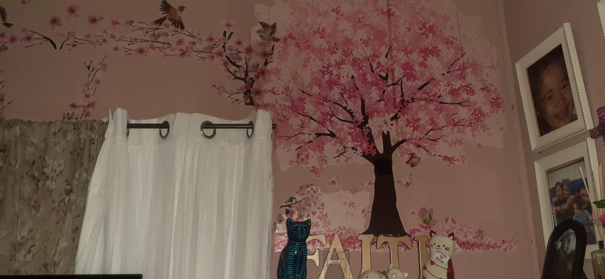Runtoo Large Cherry Blossom Tree Wall Decals Peel and Stick Pink Floral Wall Art Stickers for Living Room Bedroom Nursery Flower Decor customer photo 1