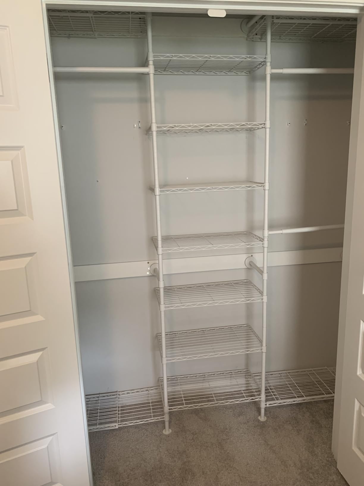 ONBRILL H3 Expandable Wall Mounted Closet System, 5.4FT-8.1FT Closet Organizer with 4 Telescopic Rods & 6 Wire Shelves, Industrial Pipe Clothing Rack for Walk-in & Reach-in Closet (Black) customer photo 1