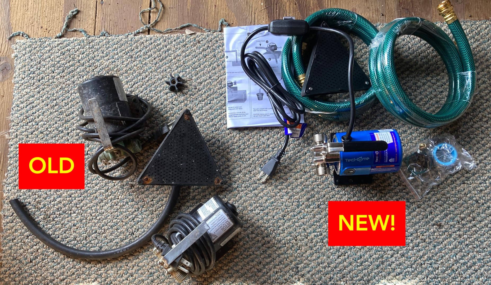 TecHome Electric Water Transfer Pump Water Pump, 1/10HP Utility Pump, 115V 330 GPH, with ON/OFF Switch and 2 * 6 Feet Water Hoses Kit customer photo 1