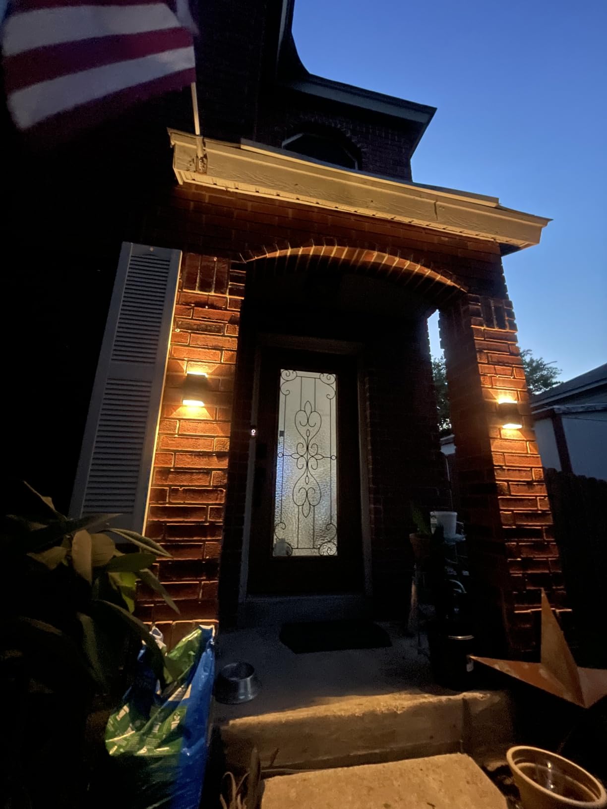 Solar Wall Light Outdoor,3000/4000/6000K 3 Modes Dusk to Dawn Lighting Wall Sconce IP67 Waterproof Up and Down Solar Lights Outdoor for House, Garage, Porch,Doorway (2 Pack) customer photo 1