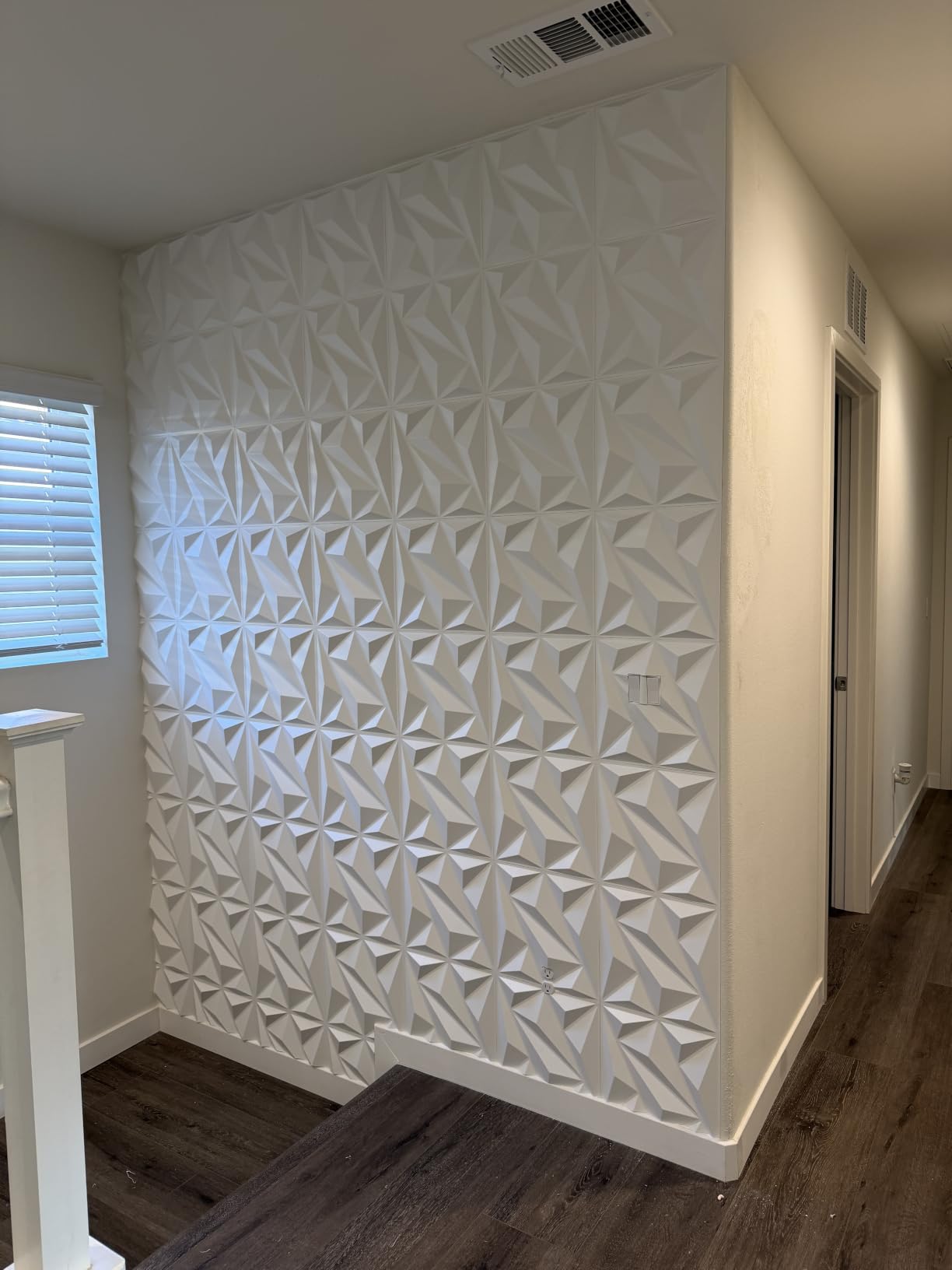 Art3dwallpanels 33 Pack 3D Wall Panel Diamond for Interior Wall Decor, PVC Textured Wall Panels, 12''x12'' Cover 32.Sq.Ft. Gold Veined White | PVC Accent Wall Panels for Interior Wall Decor, Living Room Lobby Bedroom Hotel Office customer photo 1