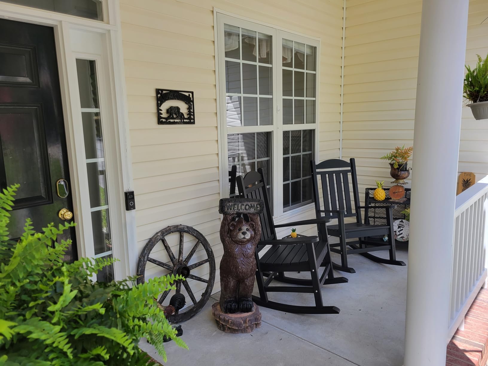 Devoko PP Material Rocking Chair Outdoor Indoor All Weather High Back Patio Rocker for Adult Heavy Duty Rocking Chair for Patio Backyard Porch Garden (Heavy Duty, Black) customer photo 2