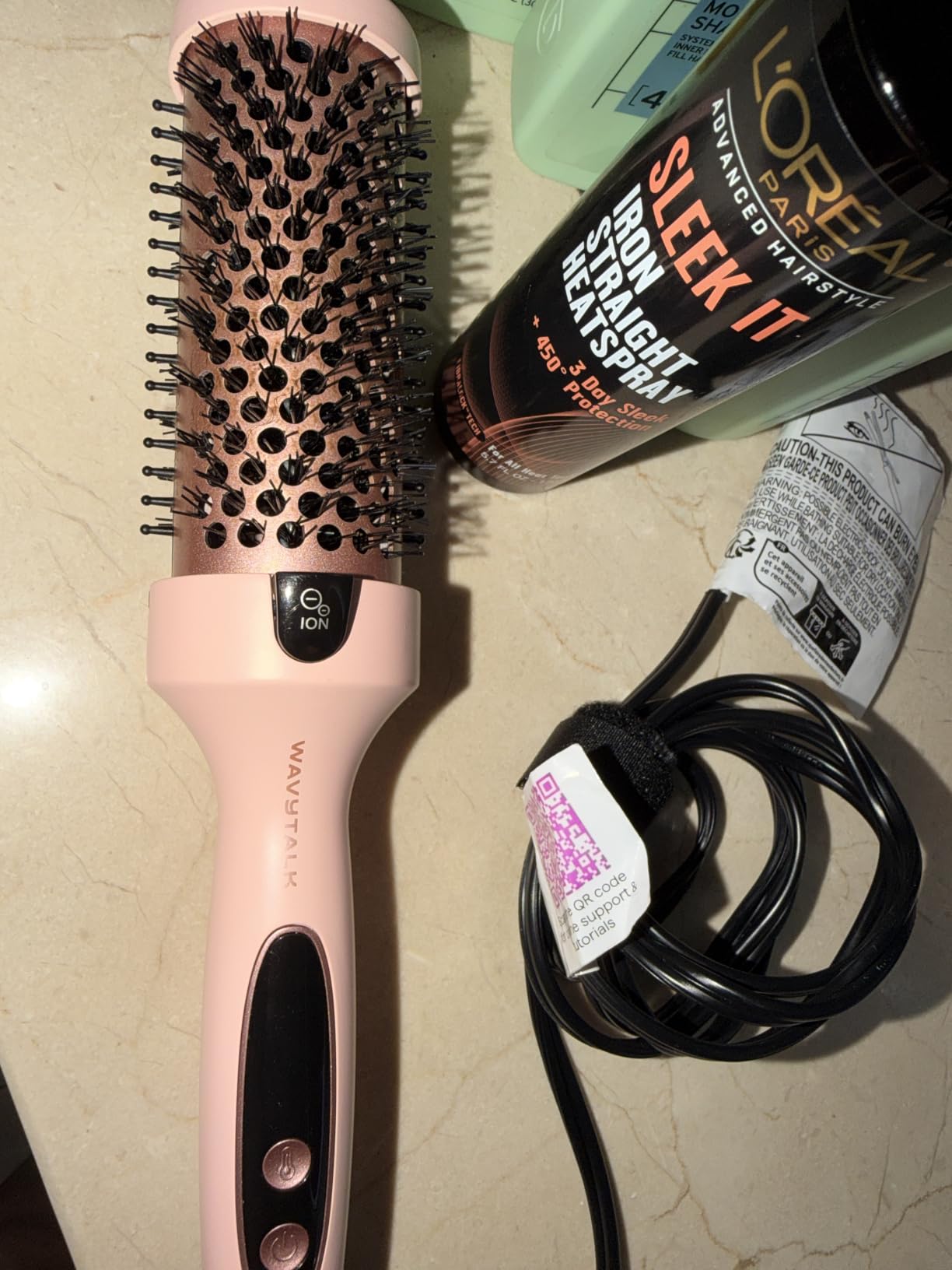 Wavytalk Thermal Brush Blowout Boost Grande, 1.77 Inch Heated Round Brush for Long Hair Blowout, Tourmaline Ceramic Negative Ion Technology Reduce Hair Damage, Dual Voltage Sakura Pink customer photo 1