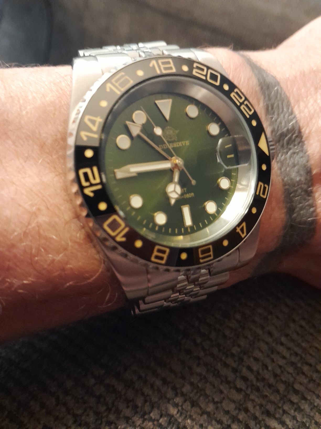 ADDIESDIVE GMT Watches for Men Swiss Quartz Movement Waterproof 200M Luminous Analog Two Tone Luxury Wrist Watch customer photo 1