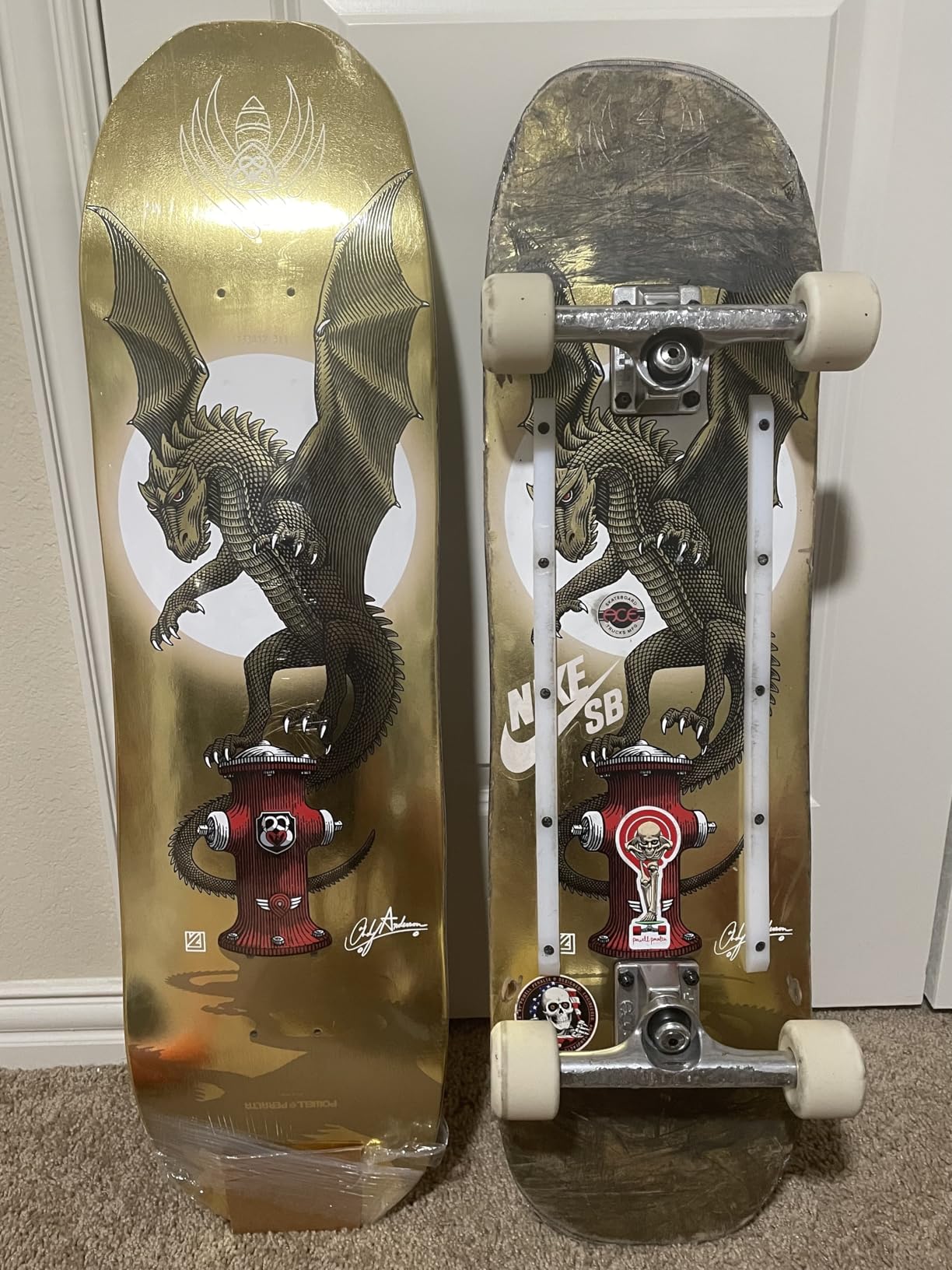 Powell Peralta Andy Anderson Hydrant Flight Skateboard Deck, Gold Foil, 8.4