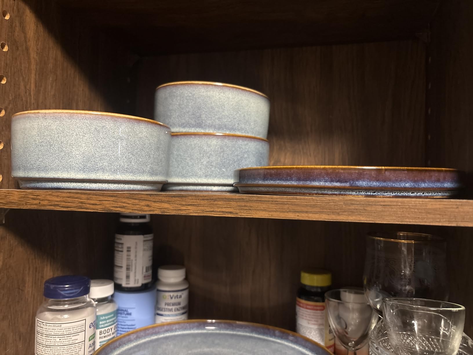vancasso ONION Ceramic Dinnerware Sets, 12 Pieces Stoneware Plates and Bowls Sets for 4, Reactive Glaze Dishes Set for Kitchen, Dishwasher and Microwave Safe, Blue customer photo 2