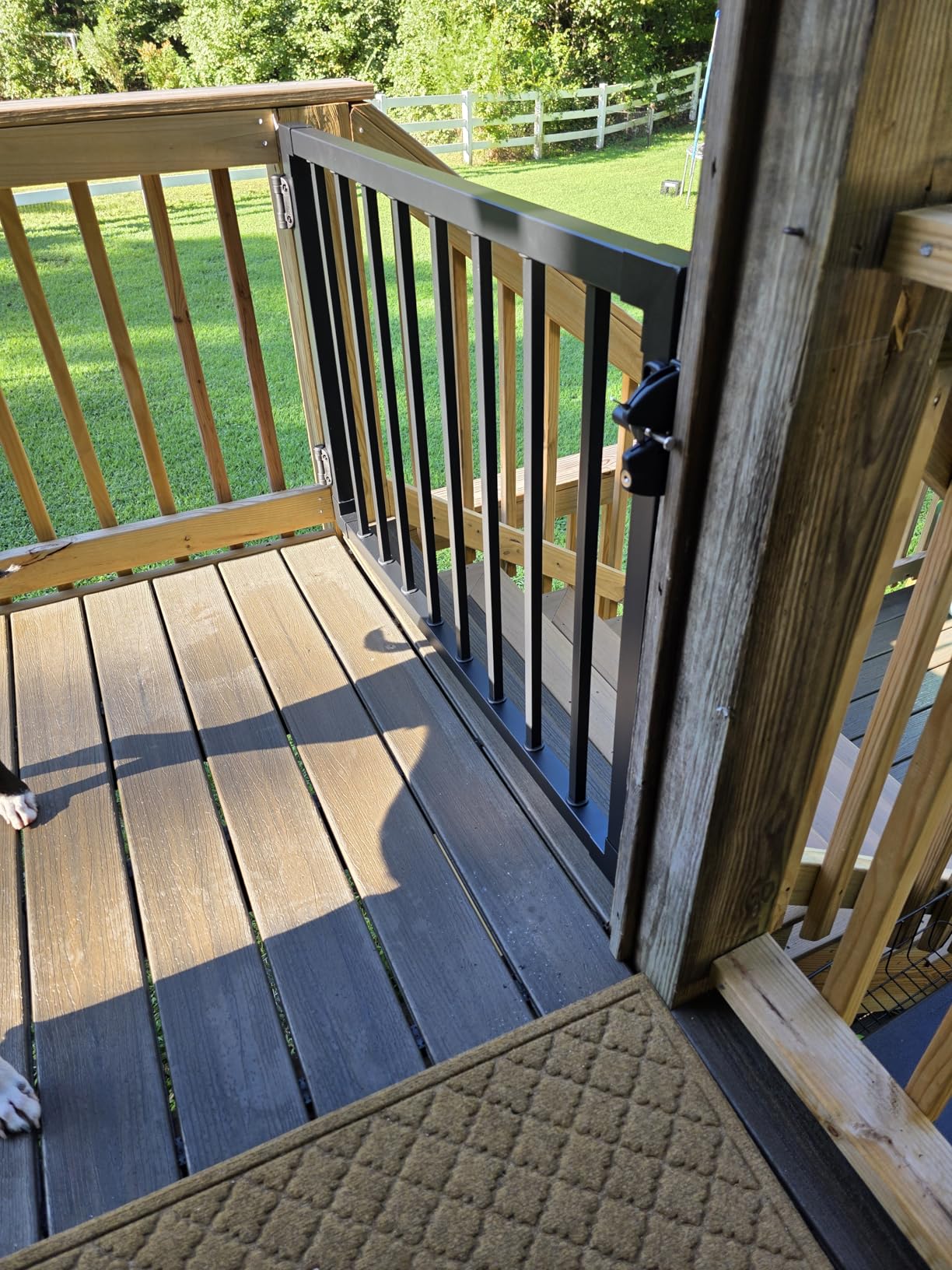 Deck Fence Gate Outdoor, 32''H Gate for 36''H Deck, Black Heavy Duty Steel Anti-Rust Door with Customizable Width (Up to 48