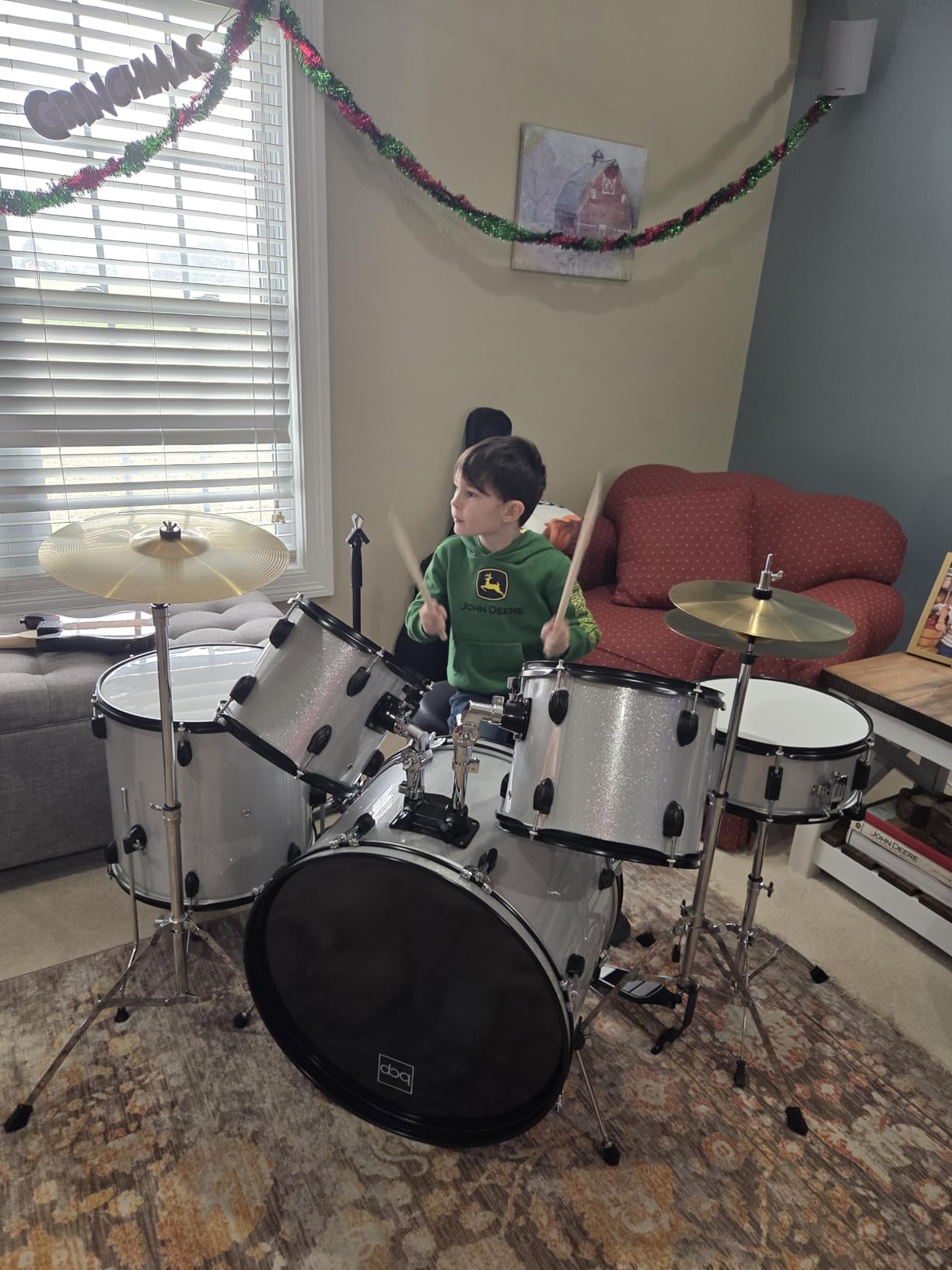 Best Choice Products 5-Piece Full Size Complete Adult Drum Set w/Cymbal Stands, Stool, Drum Pedal, Sticks, Floor Tom - Silver Sparkle customer photo 1