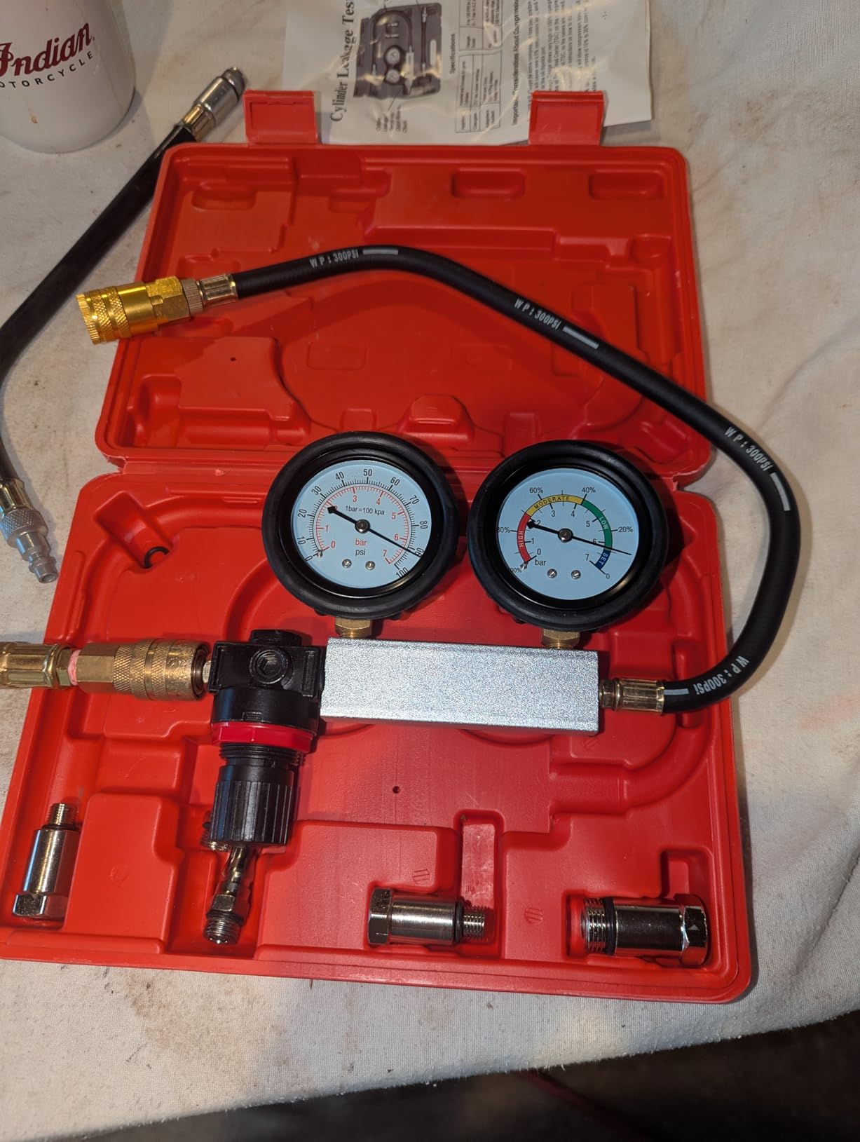 DHA Cylinder Leak Down Tester Kit, Automotive Leakdown Tool Small Engine Compression Leakage Test Dual Gauge Kit for Car Truck Motorcycle customer photo 2