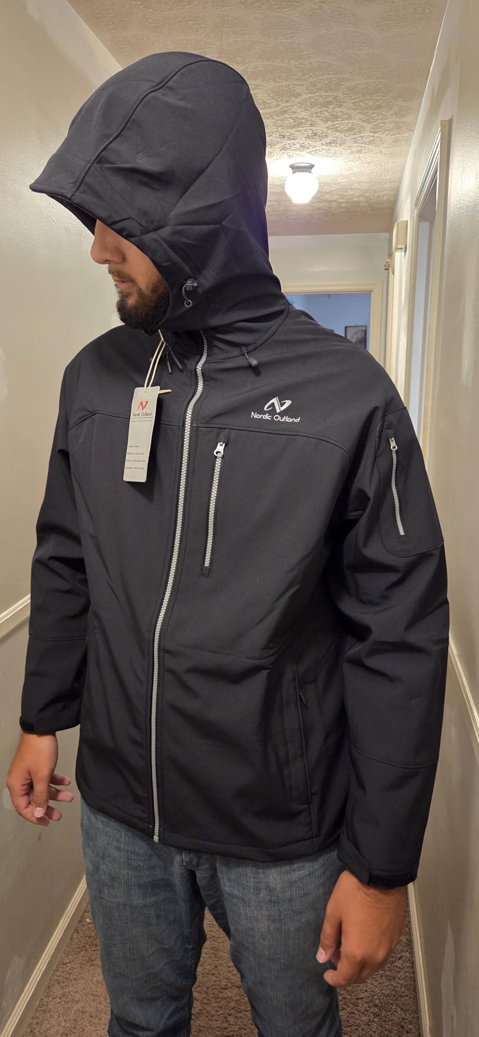 NORDIC OUTLAND Men's Waterproof Softshell Rain Jacket, Hooded Windbreaker 7 Pockets, Lightweight Shell for Outdoor Activities customer photo 1