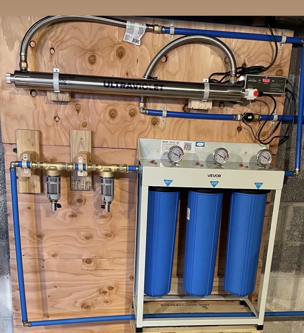 VEVOR Whole House Water Filter System, 3-Stage | Sediment, IMR, CTO | 4.5