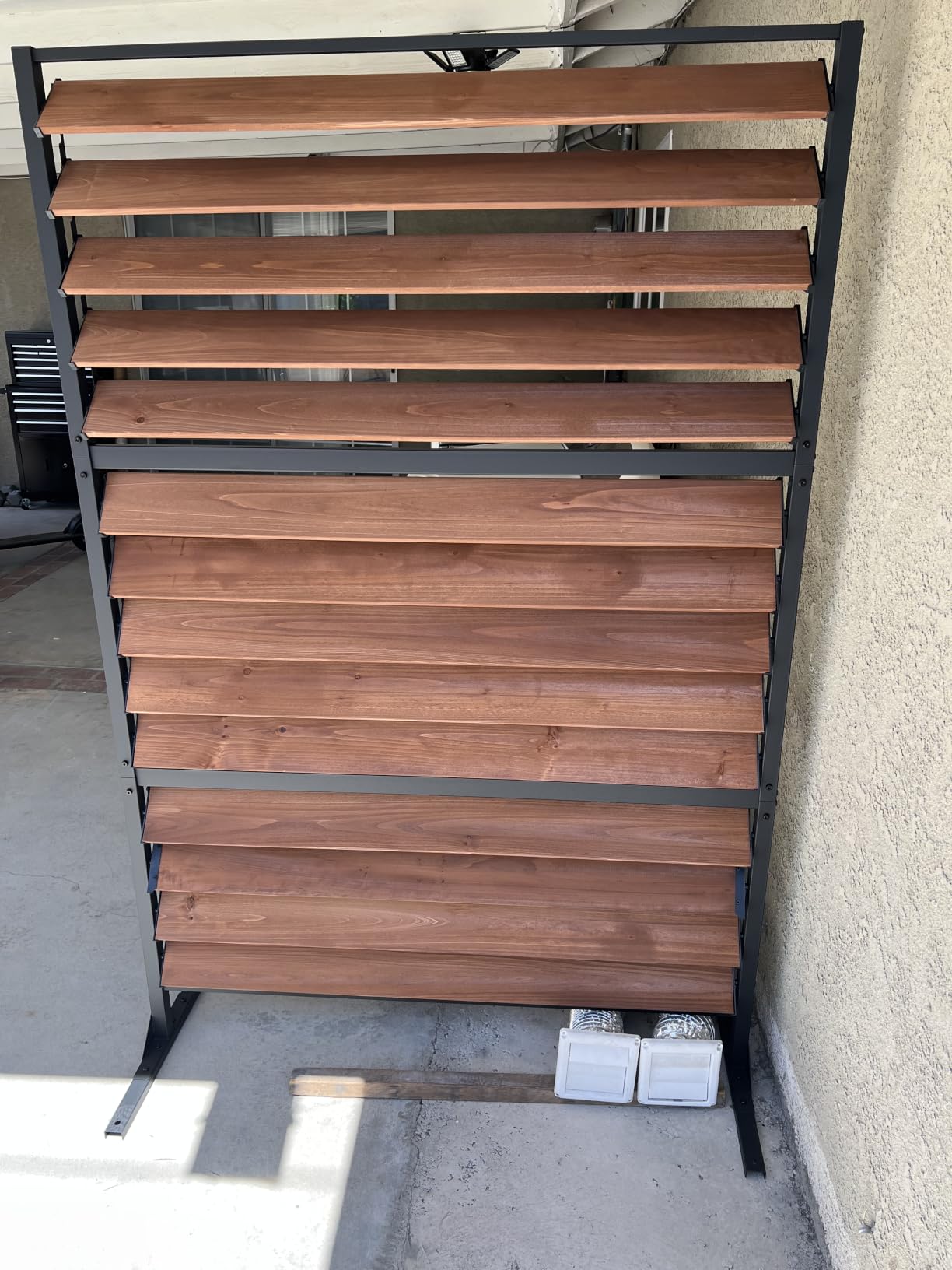 Modern Shade 5' x 3' Wood Privacy Fence Screen (3 Panel) Natural Cedar Wood, Outdoor Privacy Fence Panel for Deck Balcony, Conceals Trash Cans Air Conditioner, Ultimate Fence Privacy Screen customer photo 1
