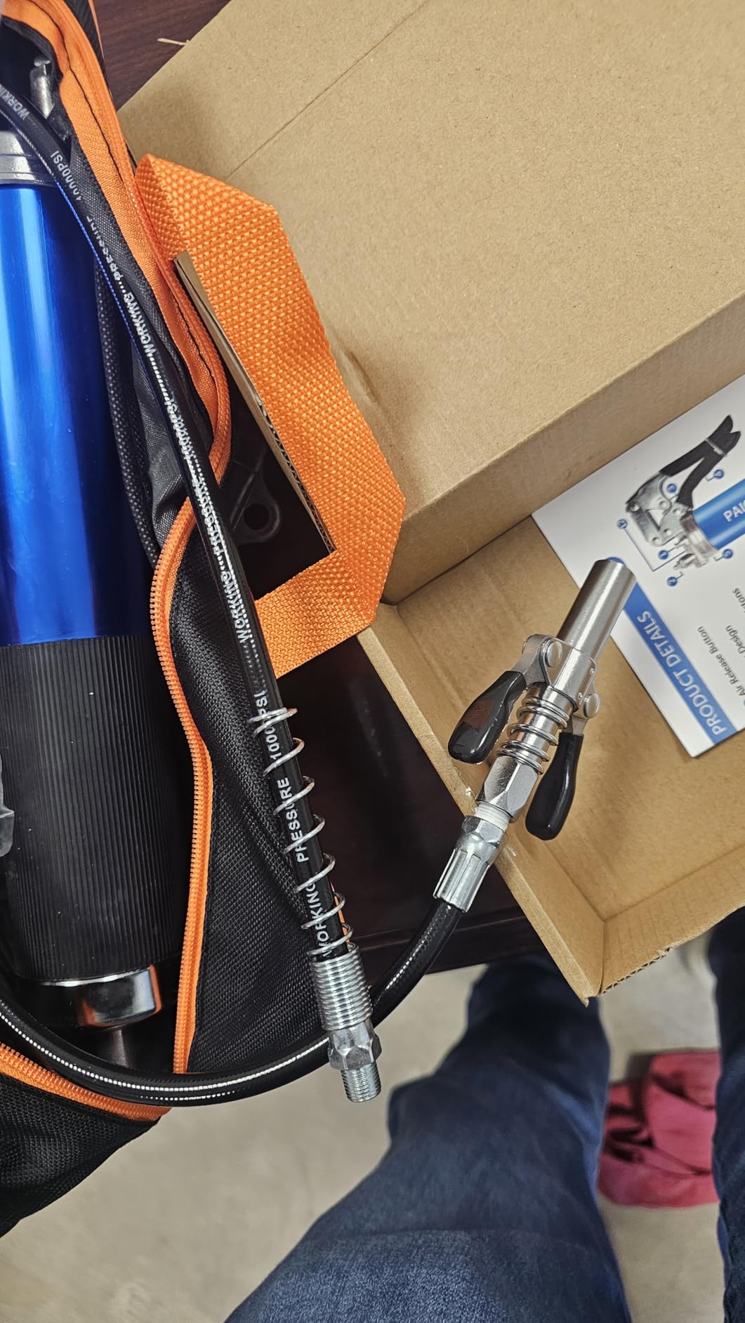 Pneumatic Grease Gun Kit 6000 PSI Heavy Duty 14 OZ Pistol Grip Grease Guns with 19