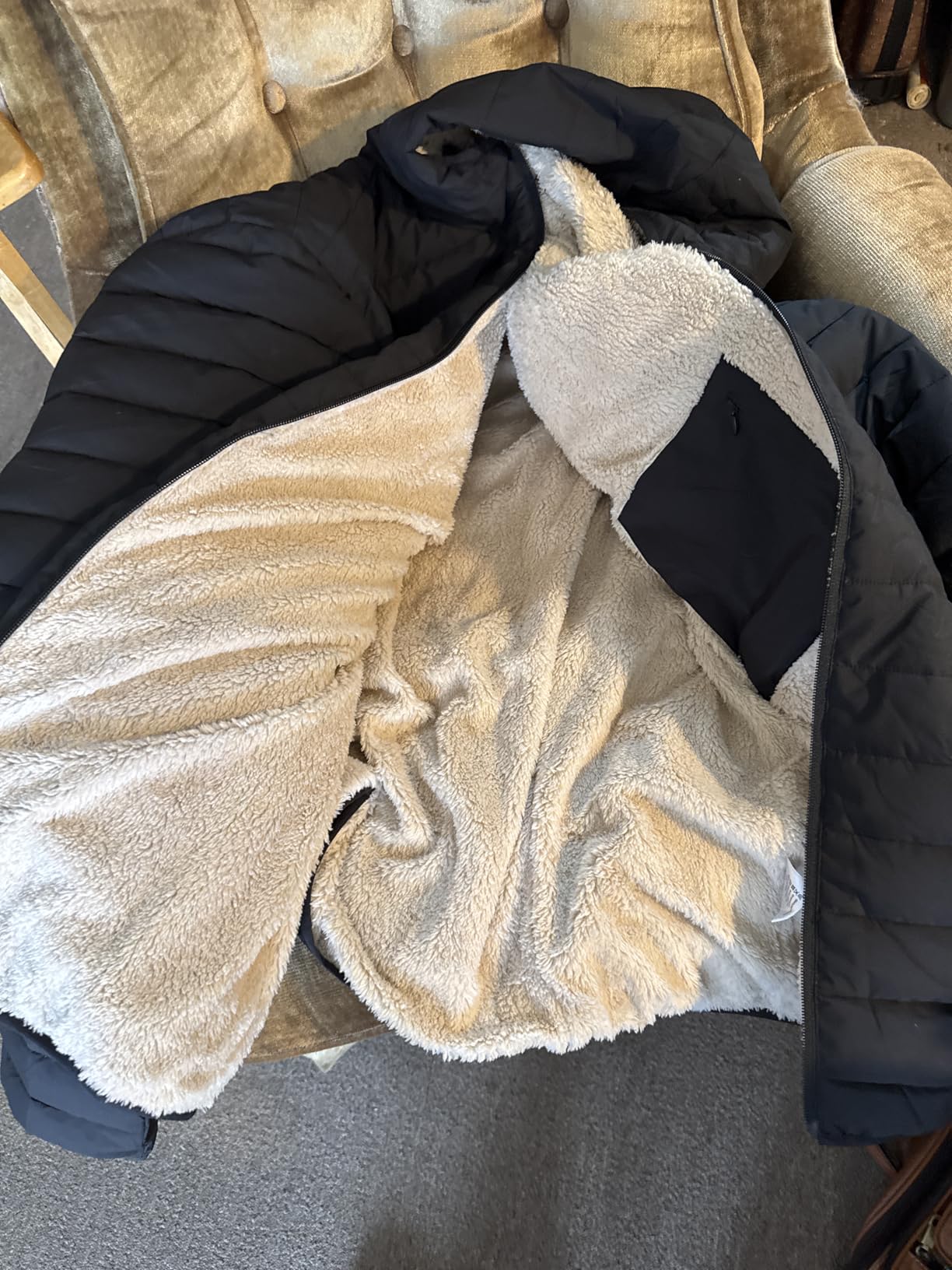 Men's Puffer Jacket Hooded Sherpa Lined Water Resistant Windproof Insulated Jacket Warm Winter Puffy Coat customer photo 2