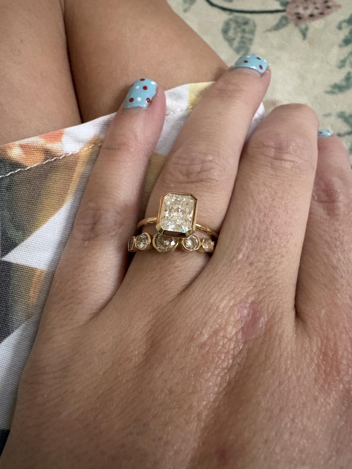 Radiant Cut Moissanite Engagement Ring for Women 2CT 3CT 5CT, Bezel Set Solitaire Ring, 925 Sterling Silver 14K Gold or White Gold Plated, D Color VVS1 Diamond Alternative Promise Wedding Ring customer photo 1