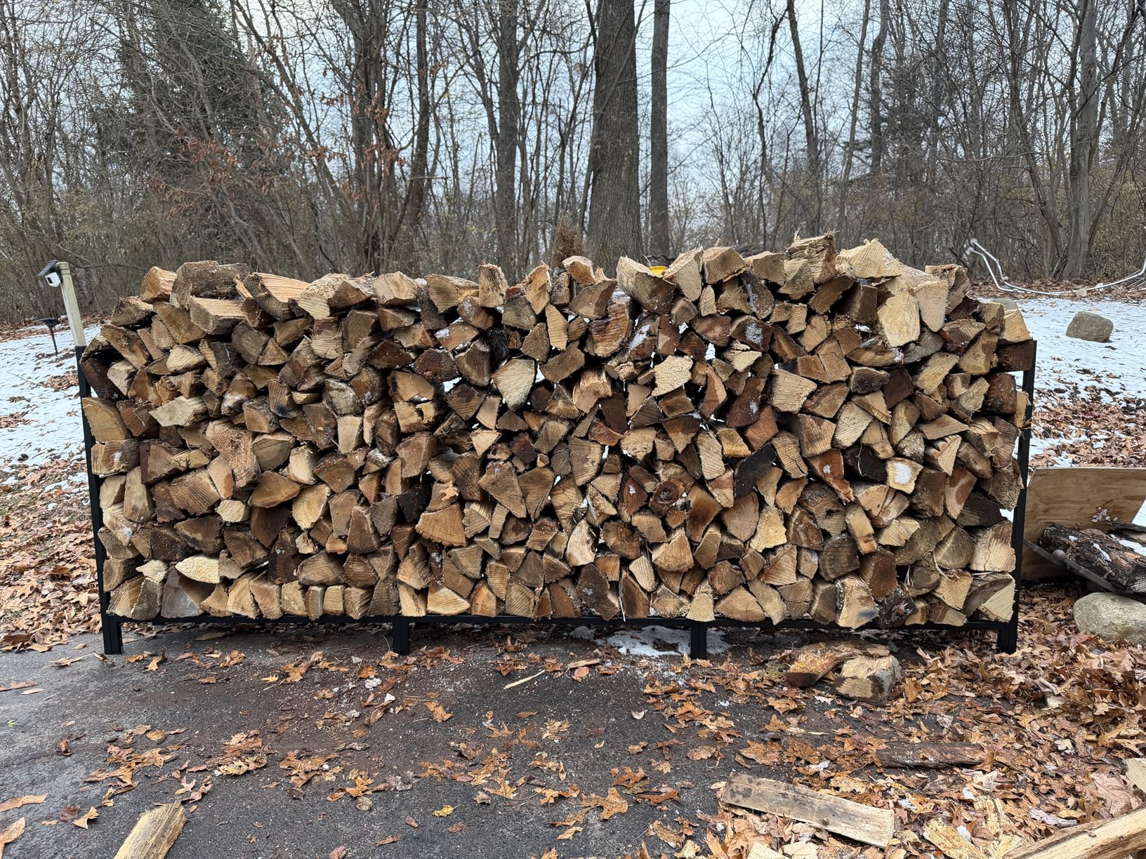 VIVOHOME Upgraded Heavy Duty 4 ft Firewood Rack Outdoor with Cover | 1/4 Cord Wood Rack Combo Set, Thick Steel Log Holder Up to 2645 lb, Fire Wood Pile Storage Stand Organizer Black customer photo 2