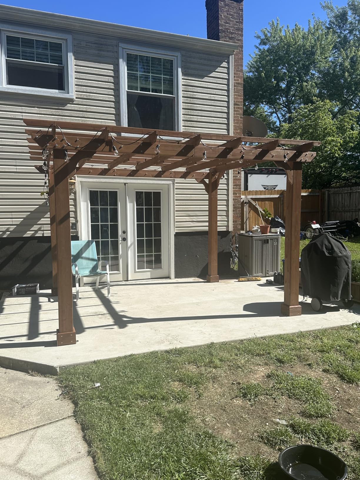 BlueWish 10'x10' Outdoor Pergola, Patio Cedar Wood Gazebo Outdoor Backyard Gazebo Pergola Kits with Slatted Roof Trellis & Stakes for Deck Grill Party Garden customer photo 1