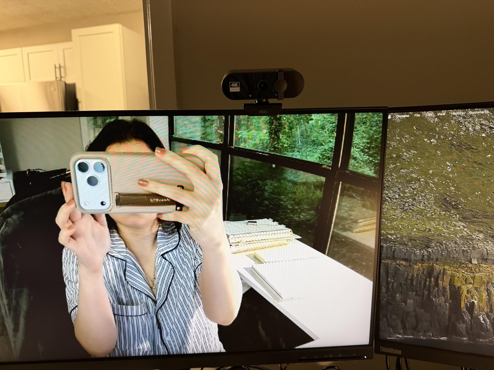 AOC 4k Webcam for PC with Microphone, Computer Camera with Noise Cancellation, Privacy Cover, 99 FOV, Plug Play USB Webcam for Streaming, Conferencing, Zoom, Skype, Facetime, Laptop, PC, Skype customer photo 2