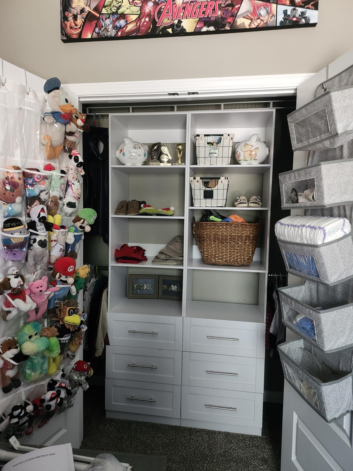 Closet System with 6 Drawers, 5-14FT Custom Closet Organizer System with 8 Expandable Hanging Rods&Adjustable Shelves, Modular Wood Closet Systems Tower for Walk in Closet Storage, 2 Sets, White customer photo 1