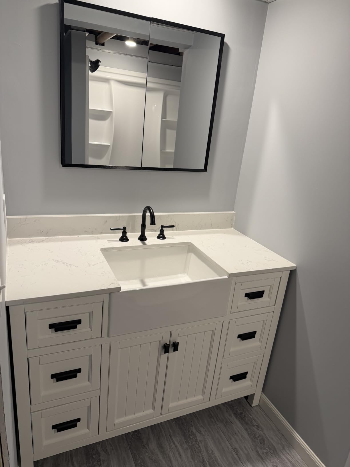 48 Inch Bathroom Vanity with Sink, No Assembly Required Single Sink Bathroom Vanity with Soft Close Doors & Dovetail Drawers, Solid Wood Bathroom Vanities, Engineered Stone Top, Walnut customer photo 2