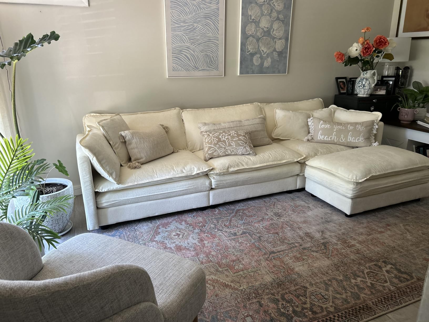 Modular Sectional Sofa with Ottoman: 76.7
