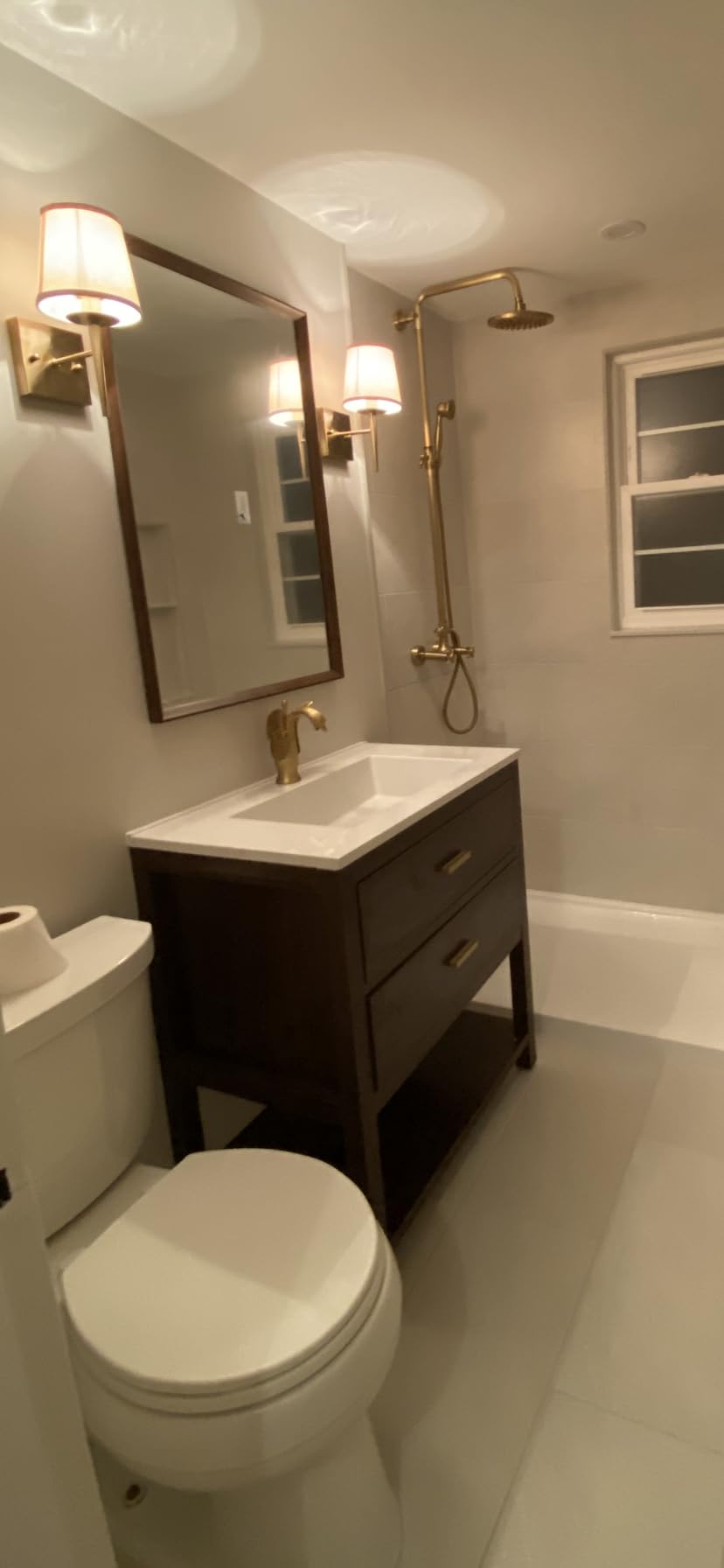 48 Inch Bathroom Vanity with Sink, Farmhouse Storage Cabinet with Drawers & Open Storage Shelf, Fully-Assembled, Soft-Closing Drawers and Adjustable Feet, Walnut customer photo 1