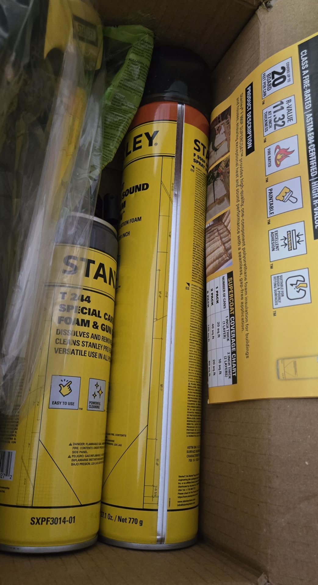 STANLEY F 994C Supercoat Canister Spray Foam Insulation Kit (600 Board Feet) - Class A Fire Rated Closed Cell Two Component Foam Sealant - 15 ft Hose, Gun, & Safety Gear Included customer photo 1