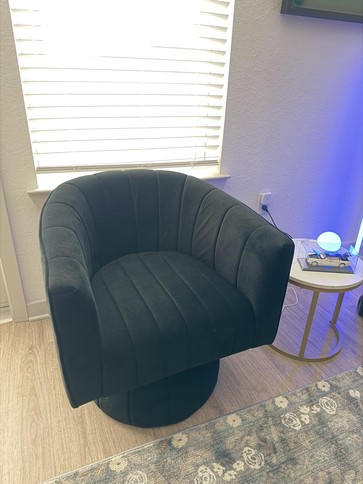 Swivel Accent Barrel Chair, Cute Comfy Small Round 360 Degree Arm Chair, Velvet Sofa Club Reading Chair for Living Room, Bedroom, Office, Orange customer photo 1