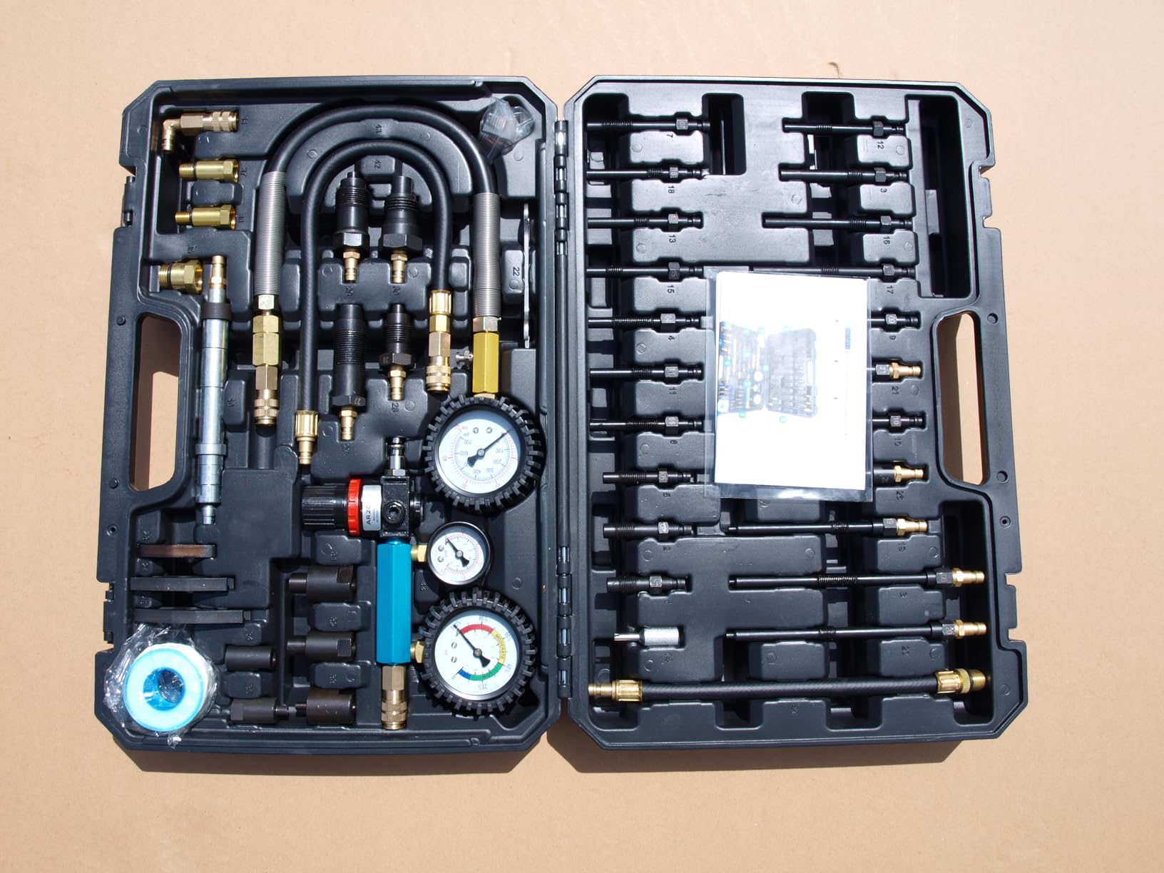 46PCS Automotive Compression Tester Kit with Dual-Dial Gauge Gasoline & Diesel Compression Tester Set Cylinder Leak Down Tester for HDI, TDCi, Pump Duse (PD) customer photo 1
