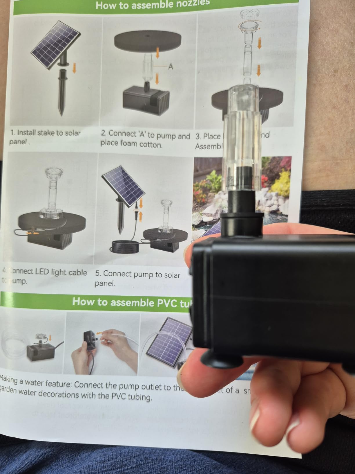 12W Solar Fountain Pump Built-in 4200mAh Battery Backup, LED Colorful Lights & Remote Control, Solar Powered Pond Pump for Bird Bath, Fish Tank, Outdoor Garden Water Features P112DL customer photo 2