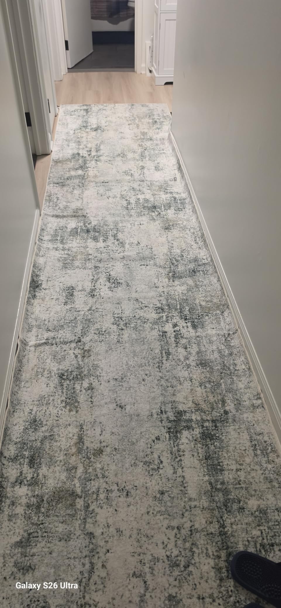 3x12 Washable Hallway Runner Rug: Non Slip Carpet Runners Easy-to-Clean - Soft Living Room Bedroom Kitchen Rugs - Thin Low Pile Printed Floor Mat for Dining Room Neutral Black Grey customer photo 1