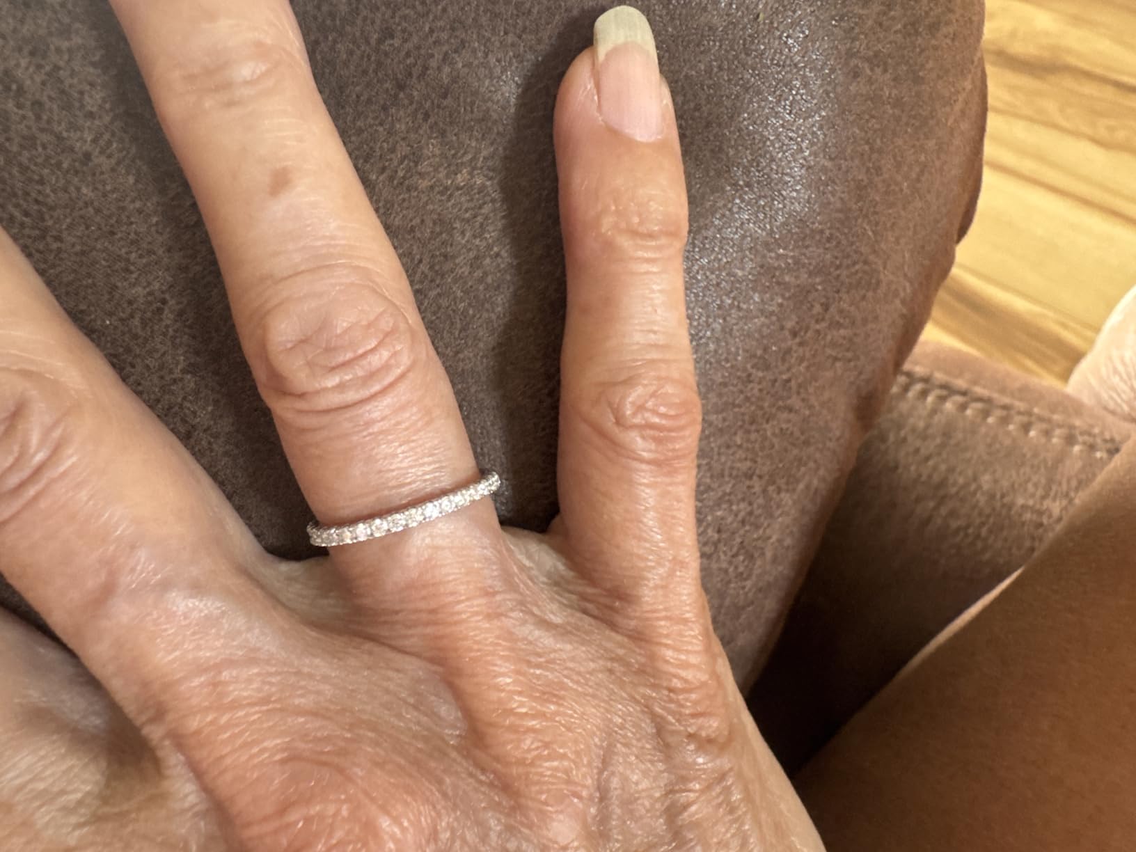 WES 1.5/1.8/2.0mm Moissanite Wedding Band - 925 Sterling Silver Half Eternity Round Stackable Moissanite Engagement Rings Anniversary Wedding Rings for Women, Size 4-11 customer photo 2