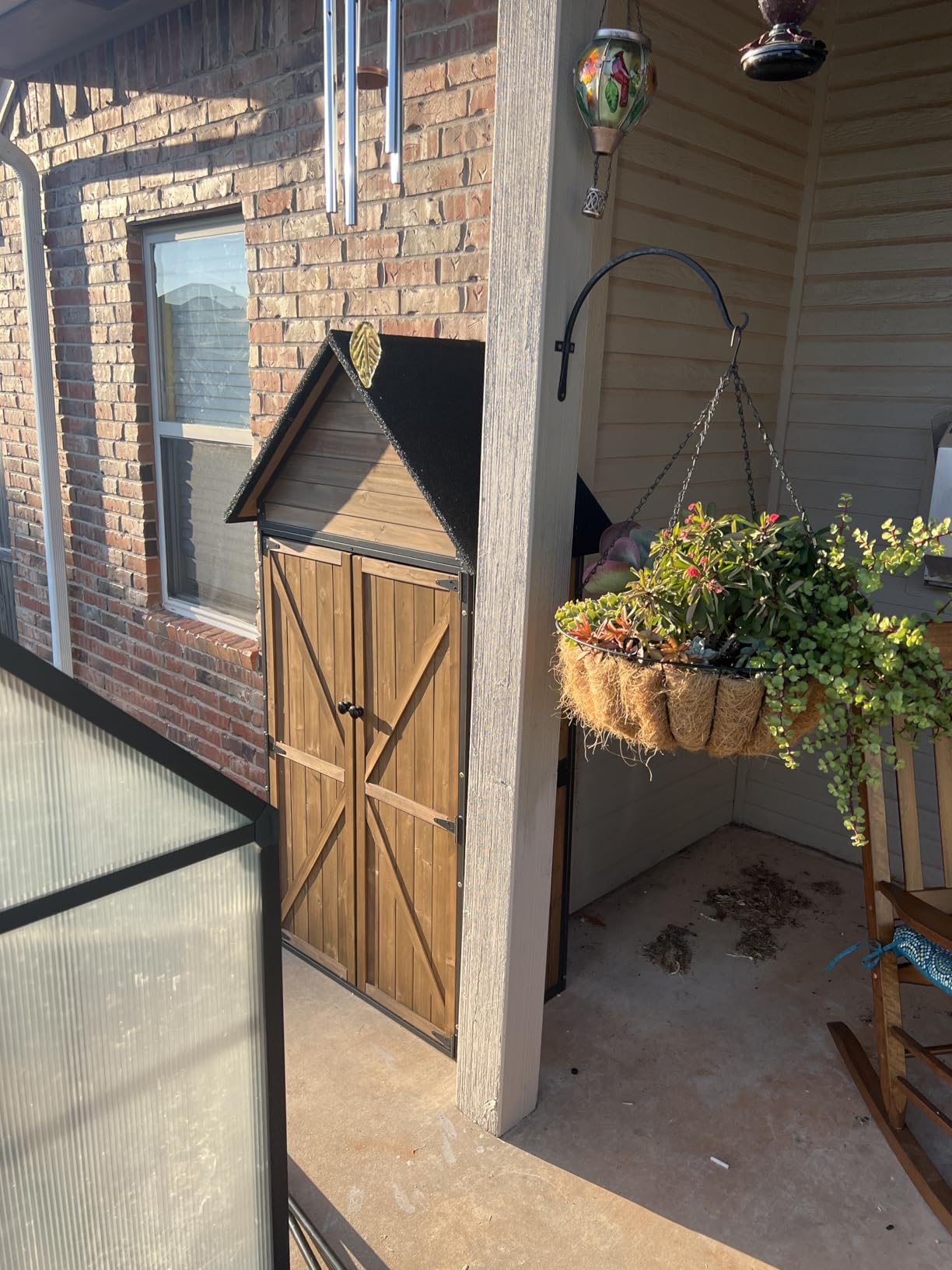 GUTINNEEN Outdoor Storage Shed with All Around Strong Metal Frame, Garden Tool Sheds Cabinet with Floor & Adjustable Shelves, Wooden Tool House for Backyard Garden Patio Lawn 67.1