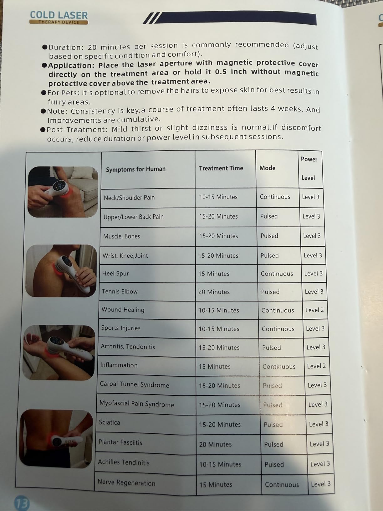 7000mAh Cold Laser Therapy Device for Pain Relief, Red Light Therapy with Pulse Mode, 3 Levels Power, 60mins Timer, Human Pets Dogs Treatment for Joint Would Healing, 4x980nm + 5x808nm + 16x650nm customer photo 1