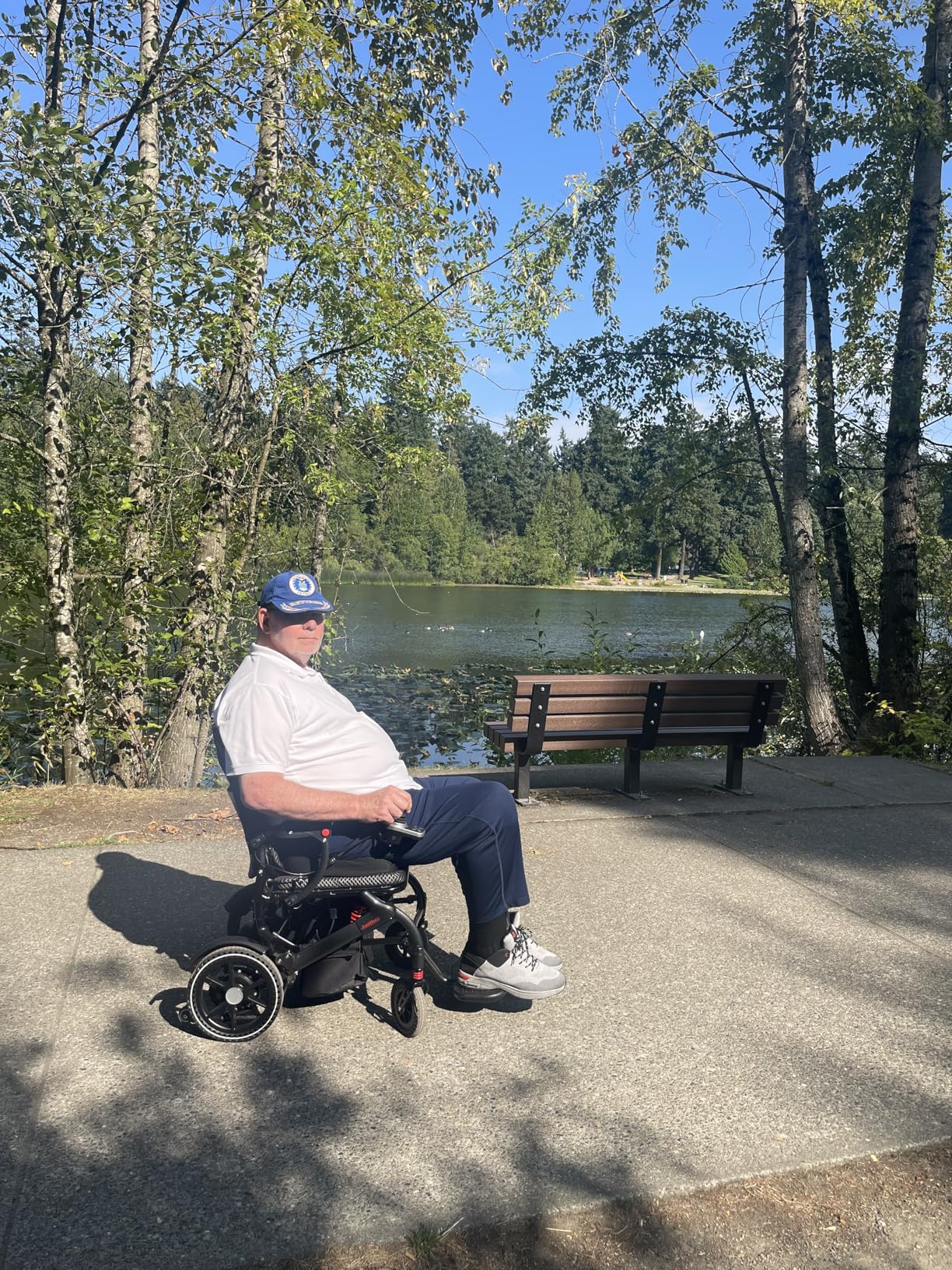 Electric Wheelchairs for Adults Foldable 36LBS Lightweight Frame Airline Approval, 15 Miles Range, Max Support 350 LBS, 500W Brushless Motors with LED Light-Silver Color customer photo 2