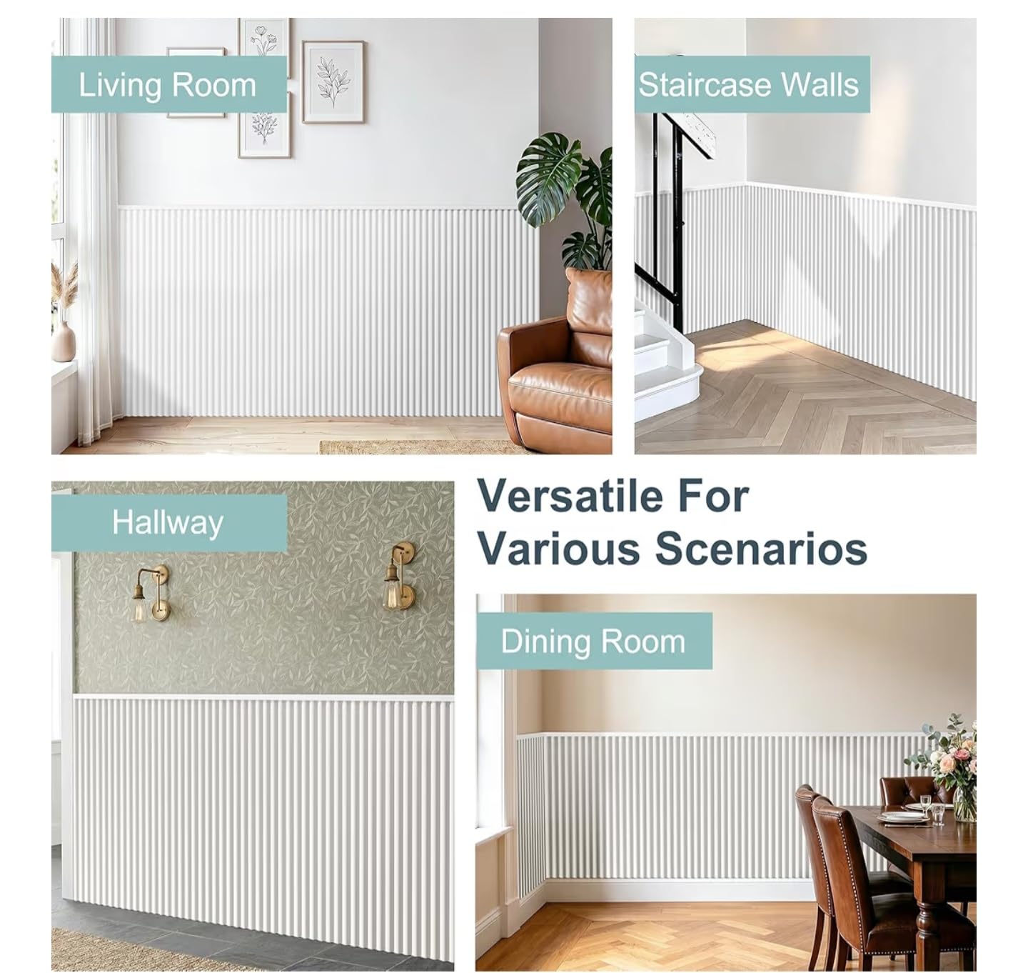 Wainscoting Panels for Living Room, Bedroom, Dining Room & Hallway | 17PCS 39 x 5 Inch Decorative White PS Waterproof Board and Batten Wall Panel for Interior Wall Decor - Covers 22.43 Sq.Ft customer photo 2