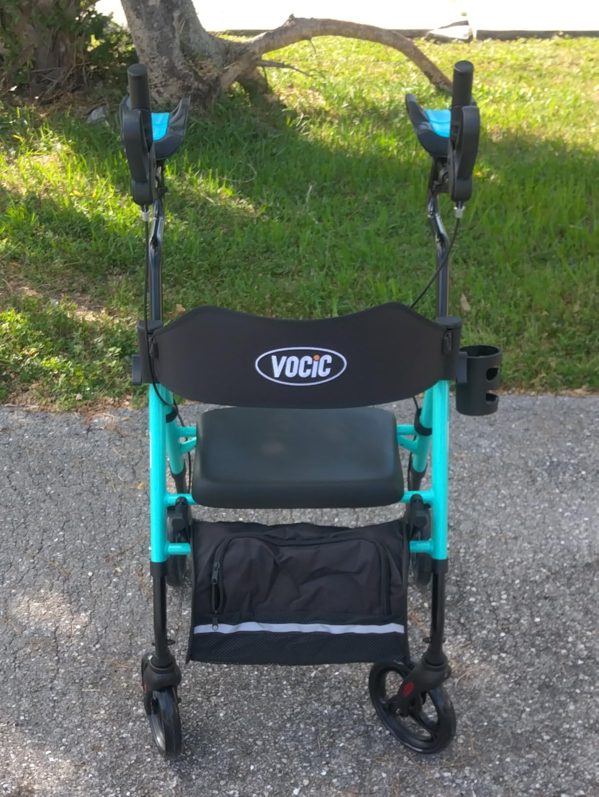 VOCIC Walkers for Seniors, Upright Walker with Adjustable Armrests, Z22 GelSoft Stand Up Walker with Ergo Seat & Backrest, 8