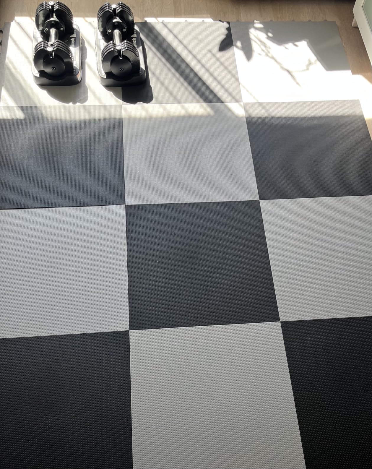 Baselayer Performance Series Interlocking Floor Tiles - Durable ½ in TPE (Rubber Like, NOT Foam, no Odor) - Gym Flooring for Weights & Heavy Equipment - Black, 30 SqFt (12 Pack) - Made in USA customer photo 2