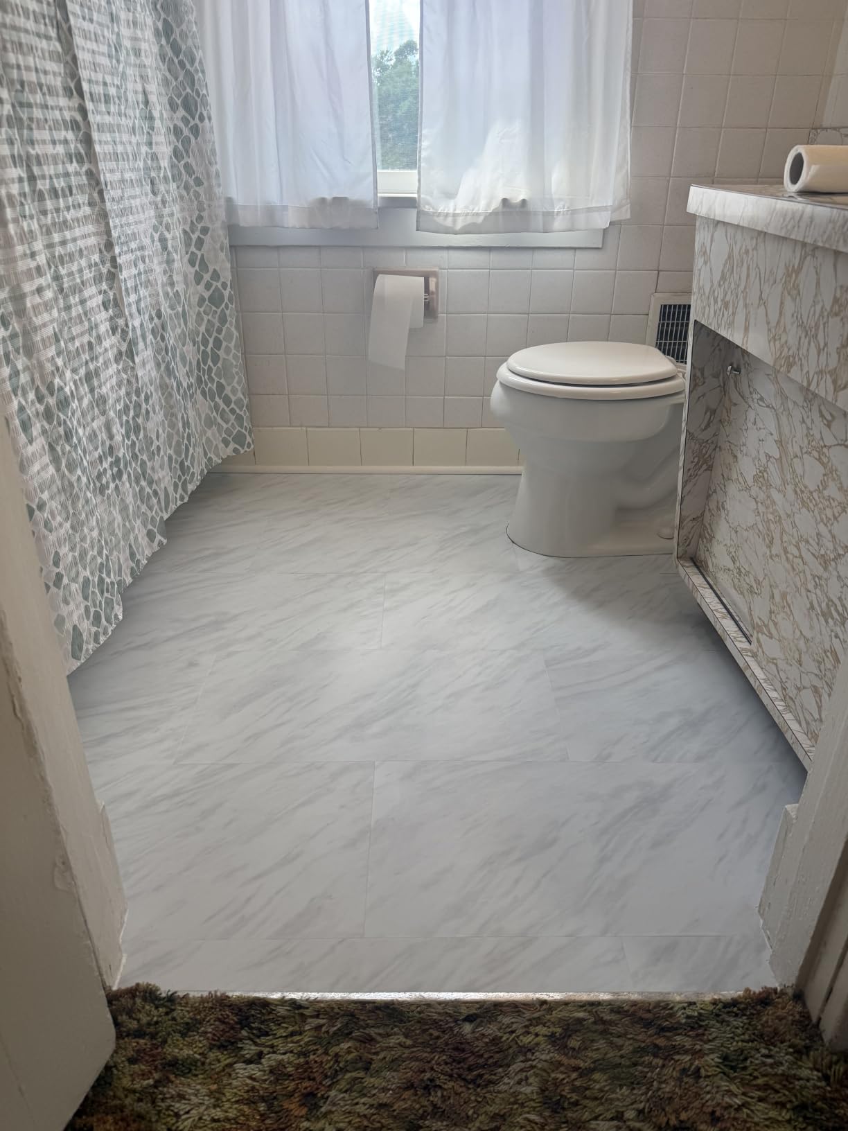 Art3d Marble Textured Click-Lock SPC Floor Tiles, 12-Pack, White Marble | 24 x 12 Inch, Rigid Board, Waterproof, Anti-Slip, Scratch Resistant, No Glue, Ideal for Bedroom, Living Room, Kitchen customer photo 1