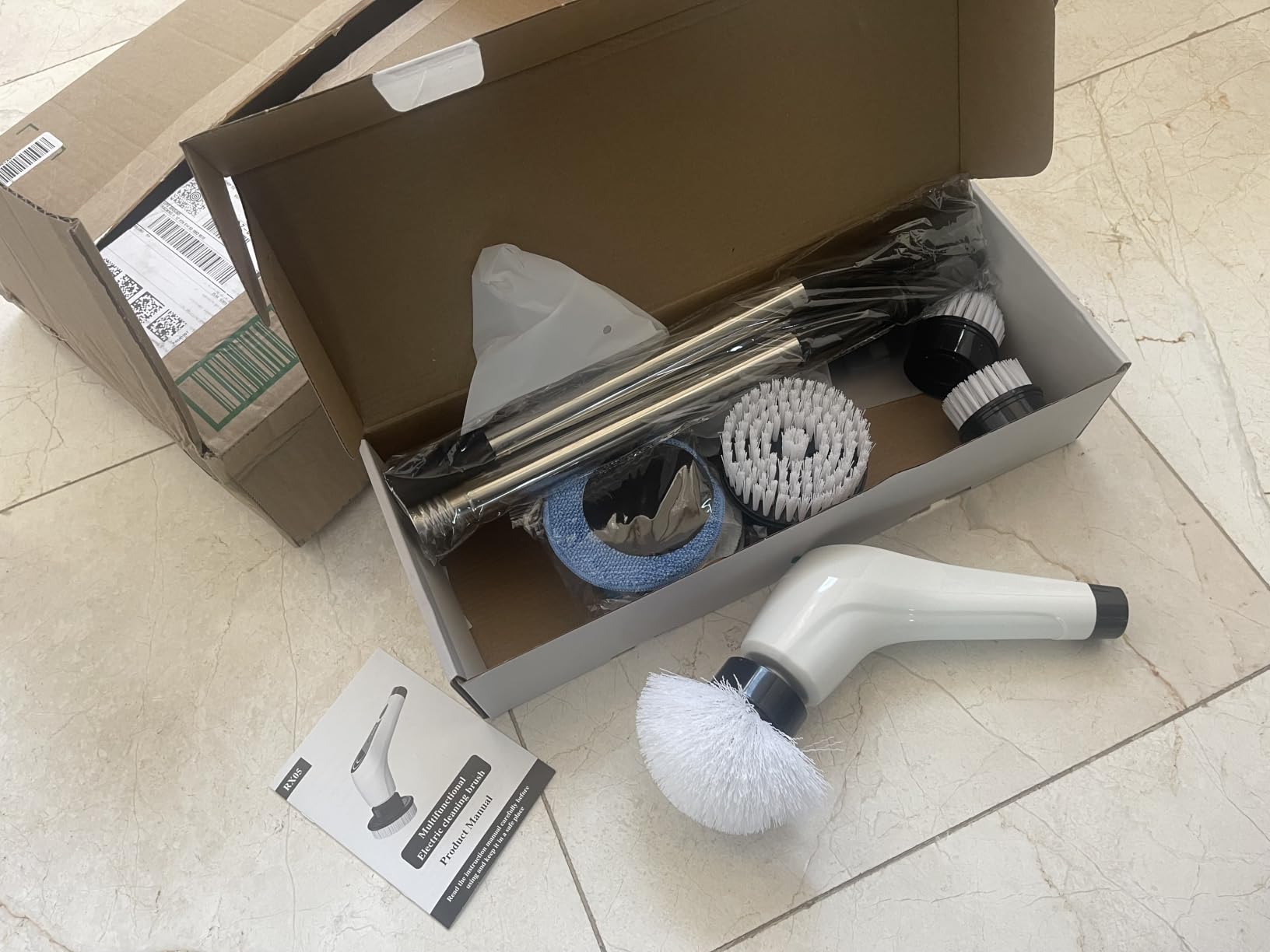Cordless Electric Spin Scrubber, 9 Brush Heads, 2-Speed Motor | Floor cleaning machines, bathroom scrubber, tile floor scrubber, extension arm, IPX7 waterproof, tub, sink, grout, car wheels customer photo 1