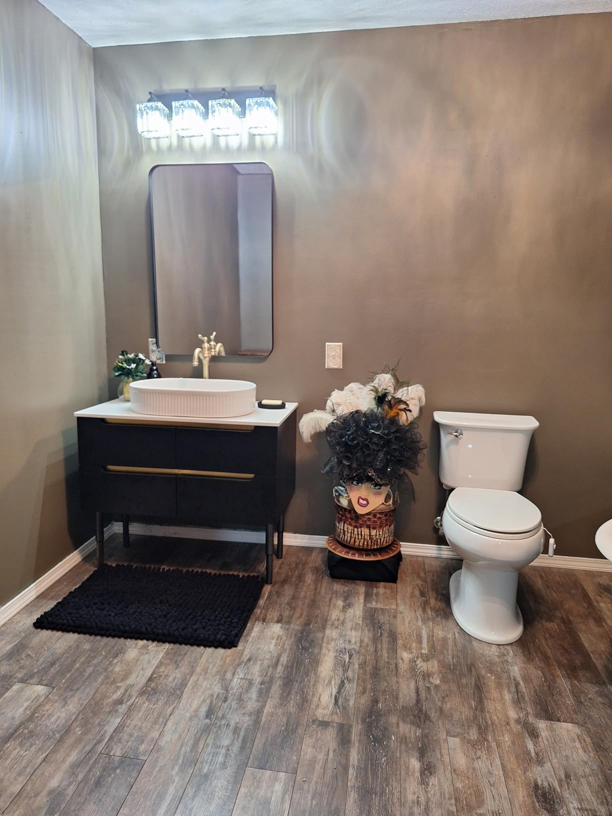 36 inch Freestanding Bathroom Vanity with Sink and Countertop, Modern Bathroom Vanity Cabinet with Oval Ceramic Vessel Sink, 4 Soft Closing Drawers, Adjustable Metal Legs, Light Wood customer photo 1