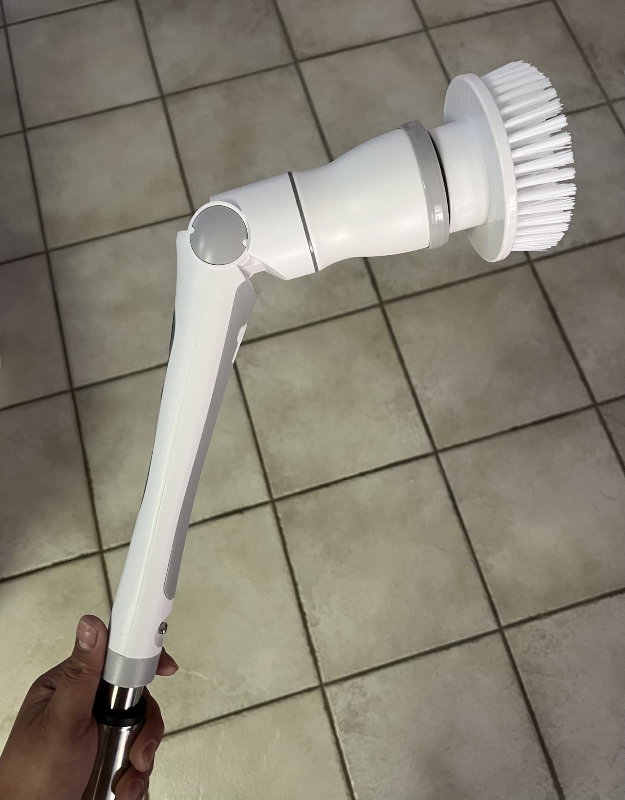Electric Spin Scrubber, Cordless Shower Scrubber with 8 Replaceable Brush Heads, Adjustable Long Handle Bathroom Scrubber, 3 Speeds LED Display, IPX7 Waterproof Cleaning Brush for Bathtub Tile Floor customer photo 2