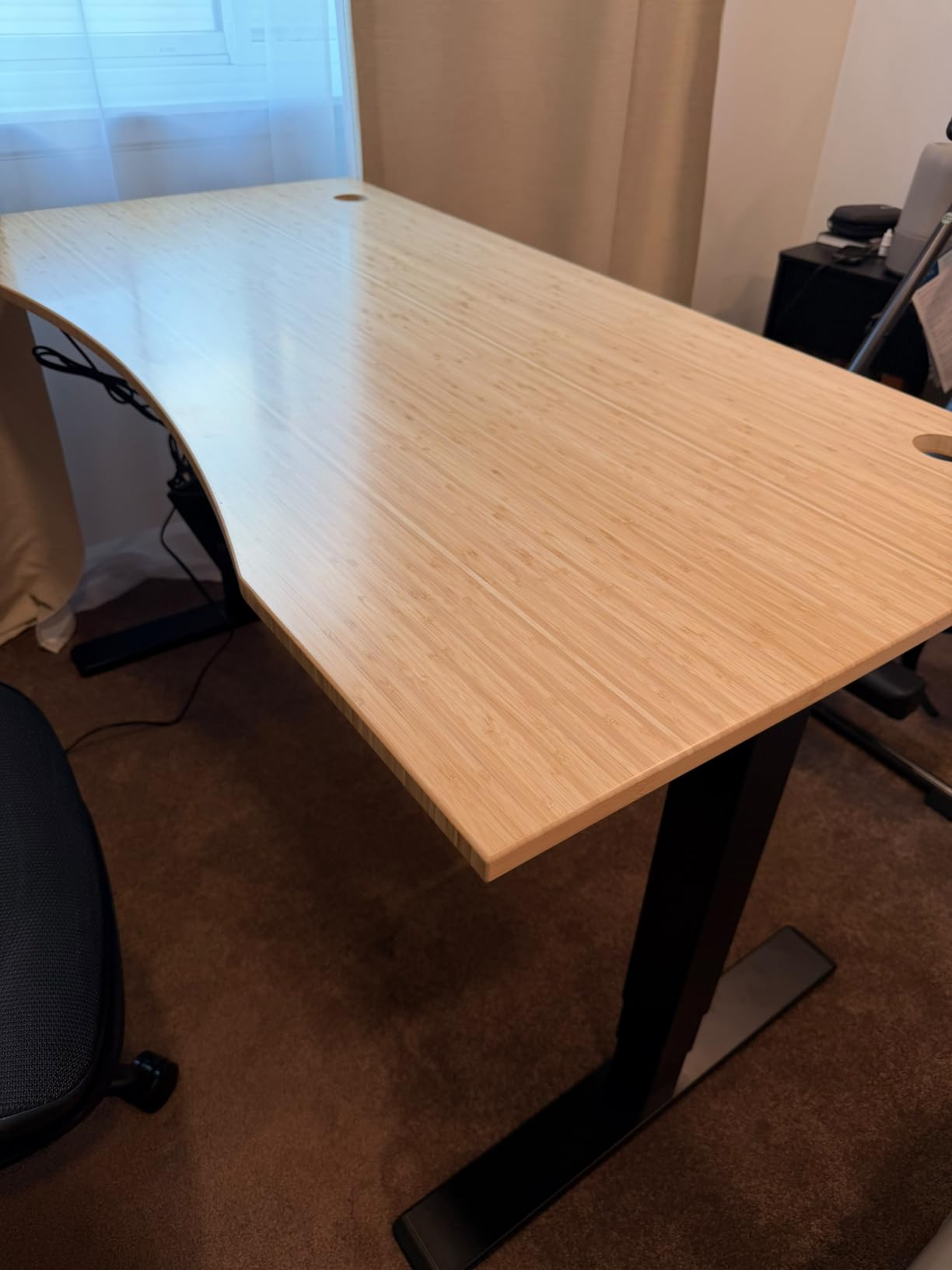 FLEXISPOT E6 MAX Bamboo 55x28 Inch Dual Motor 3-Stage Heavy Duty Standing Desk, 330lbs Weight Capacity, Height Adjustable Desk w/Cable Management & Wheels (Solid Walnut Bamboo Desktop + Black Frame) customer photo 2
