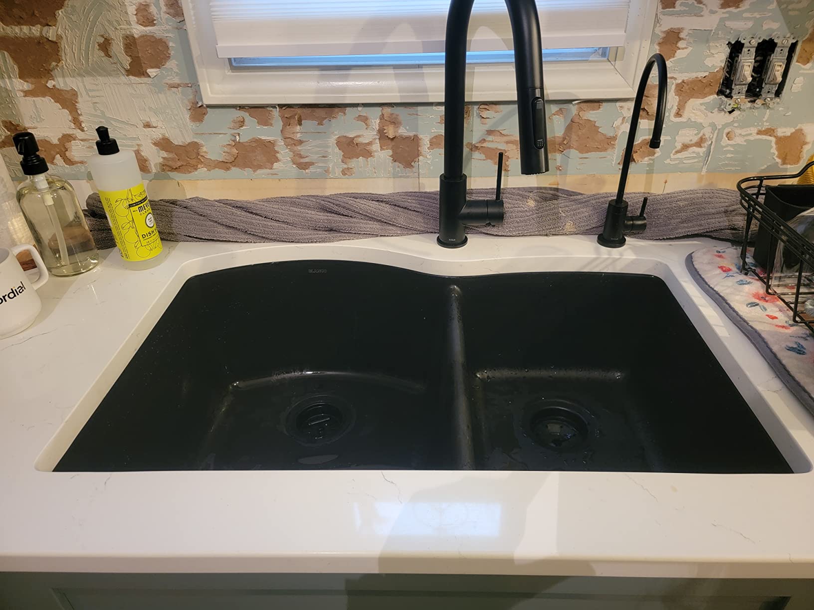 BLANCO, Anthracite 440179 DIAMOND SILGRANIT 60/40 Double Bowl Undermount Kitchen Sink, 32