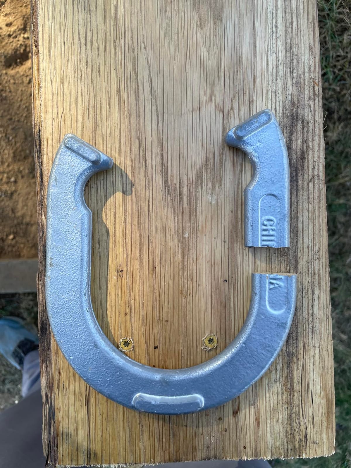Champion Sports Horseshoe Set: Traditional Outdoor Lawn Game includes Four Professional Solid Steel Horseshoes with Solid Steel Stakes & Carrying Storage Case customer photo 1