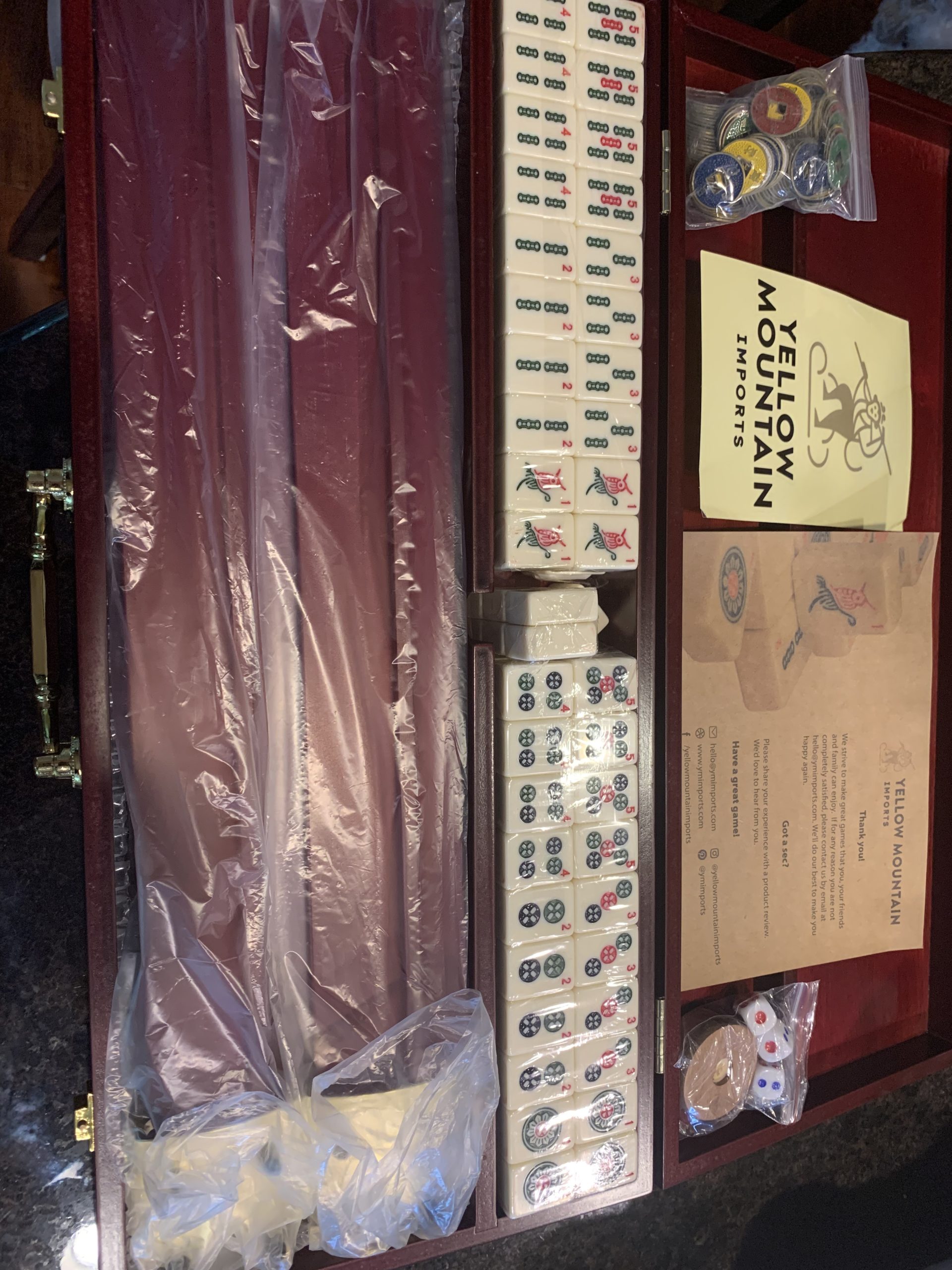 Yellow Mountain Imports American Mahjong Set - The Classic with 166 Tiles, Vintage Rosewood Veneer Case & Mahjong Accessories customer photo 2