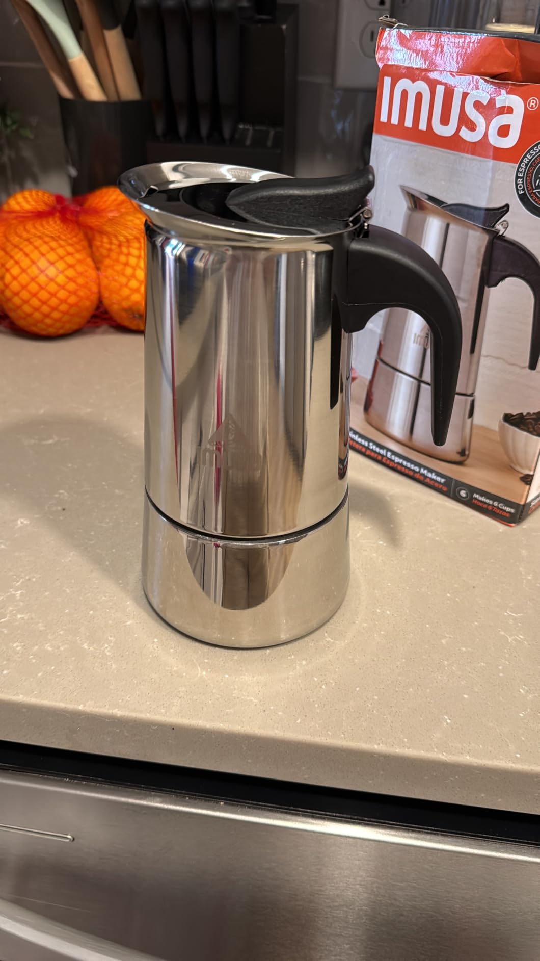 IMUSA USA B120-22062M Stainless Steel Stovetop Espresso Coffeemaker 6-Cup, Silver | Mirror-Polished Finish, Cool-Touch Handle and Flip-Up Top, Works on Gas, Ceramic, And Electric Stovetops customer photo 2