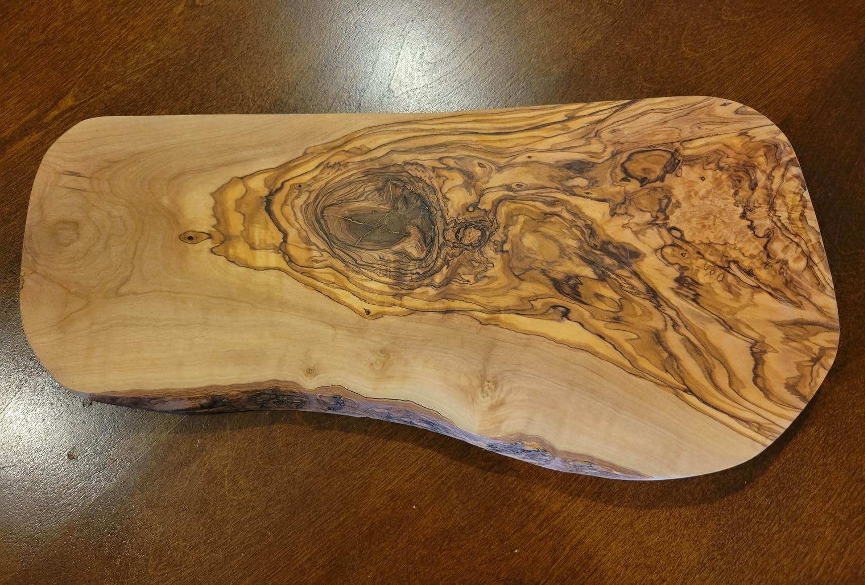 Naturally Med - Olive Wood Cutting Board/Cheese Board - 14 inch. Olive wood board for cheese, cutting, kitchen, charcuterie. Handcrafted, artisan product. customer photo 1