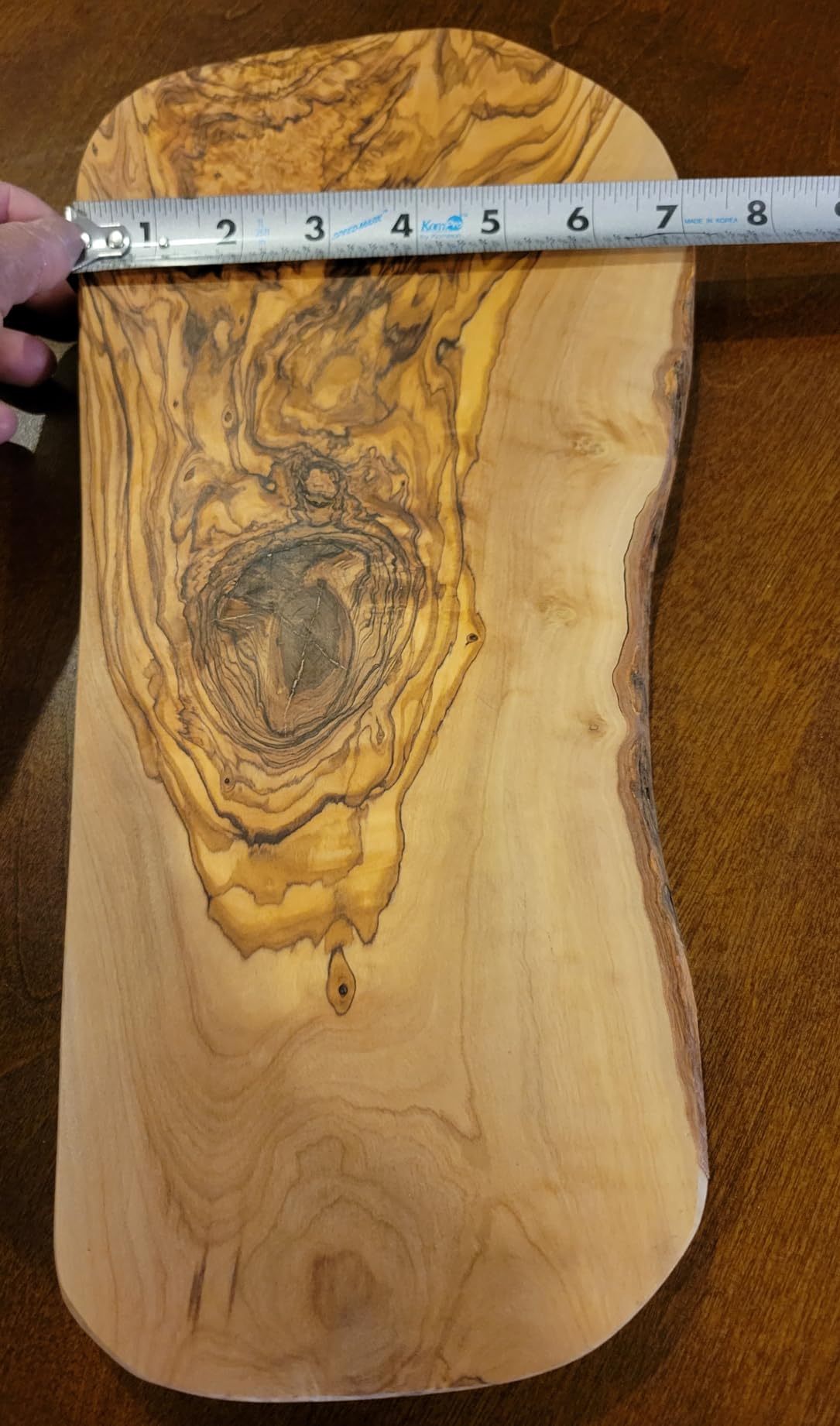 Naturally Med - Olive Wood Cutting Board/Cheese Board - 14 inch. Olive wood board for cheese, cutting, kitchen, charcuterie. Handcrafted, artisan product. customer photo 2