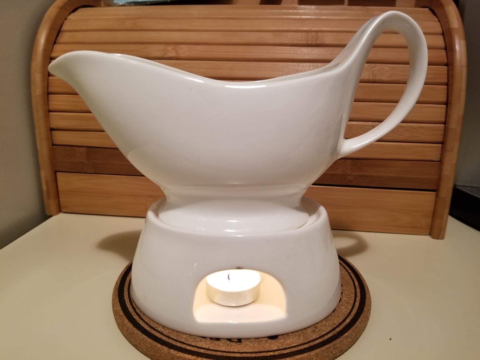 Norpro Porcelain Gravy Sauce Boat with Stand and Candle customer photo 1